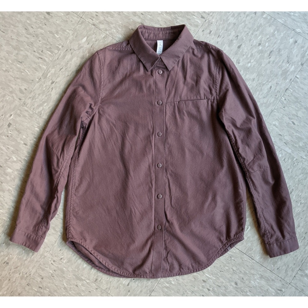 Lululemon Softstreme Flannel Button Down Shirt Mauve 100% Cotton Gorp Work sz 4
